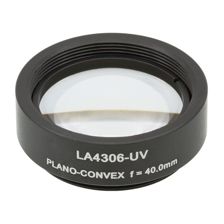 LA4306-UV-ML -  Плоско-выпуклая линза, Ø1", UVFS, оправа с резьбой SM1, f = 40.0 мм, просветляющее покрытие: 290-370 нм, Thorlabs