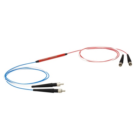 TH400R5S2B - Многомодовый волоконно-оптический разветвитель 2x2, низкий уровень OH, сердцевина: Ø400 мкм, числовая апертура 0,5, разделение 50:50, адаптер: SMA905, Thorlabs