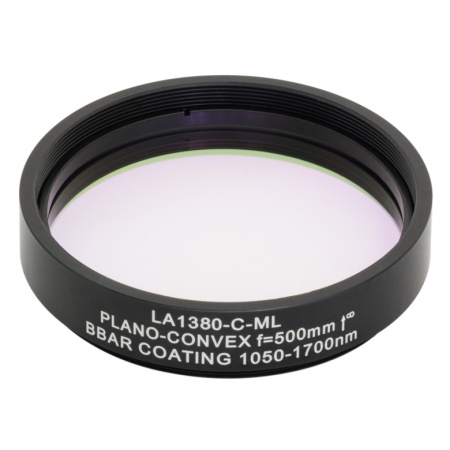 LA1380-C-ML - Плоско-выпуклая линза, Ø2", N-BK7, оправа с резьбой SM2, f = 500.0 мм, просветляющее покрытие: 1050-1700 нм, Thorlabs