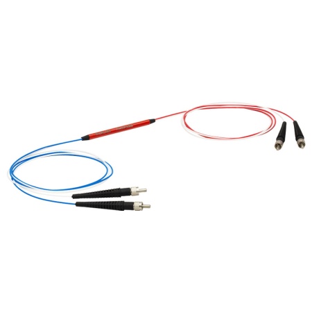 TH400R3S2B - Многомодовый волоконно-оптический разветвитель 2x2, низкий уровень OH, сердцевина: Ø400 мкм, числовая апертура 0,5, разделение 75:25, адаптер: SMA905, Thorlabs