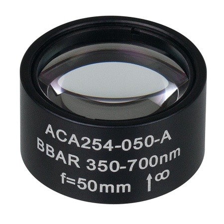 ACA254-050-A - Ахроматический дублет с воздушной прослойкой, просветляющее покрытие: 350-700 нм, фокусное расстояние: 50 мм, Thorlabs