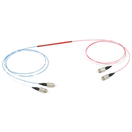 TM105R3F2A - Оптоволоконный разветвитель 2x2, многомодовые волокна, сердцевина: Ø105 мкм, высокое содержание OH, 0.22 NA, разделение сигнала: 75:25, FC/PC разъемы, Thorlabs