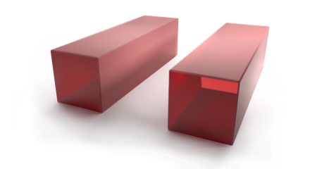 Кристалл титан-сапфира (Ti:Sapphire), 6×6 мм, длина: 7 мм, просветляющее покрытие: 532 нм + 750-850 нм, срез под прямым углом, Optogama