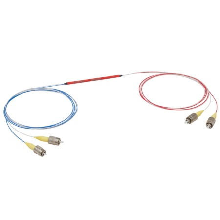 TN980R2F2A - Узкополосный оптический разветвитель, 2x2, SM волокно, рабочий диапазон: 980 ± 15 нм, числовая апертура: 0.14, разделение сигнала: 90:10, разъем: FC/PC, Thorlabs