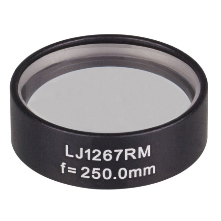 LJ1267RM -  N-BK7 плоско-выпуклая круглая линза в оправе, фокусное расстояние: 250 мм, Ø1", без покрытия, Thorlabs