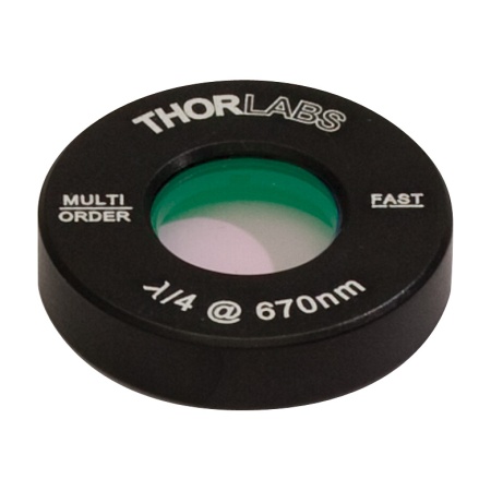 WPMQ05M-670 - Четвертьволновая фазовая пластинка множественного порядка, Ø1/2", оправа: Ø1", просветляющее покрытие: 670 нм, Thorlabs