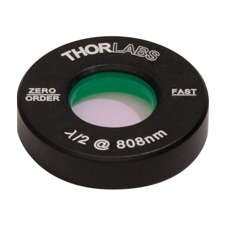 WPH05M-808 - Полуволновая пластинка нулевого порядка, Ø1/2", оправа: Ø1", рабочая длина волны: 808 нм, Thorlabs