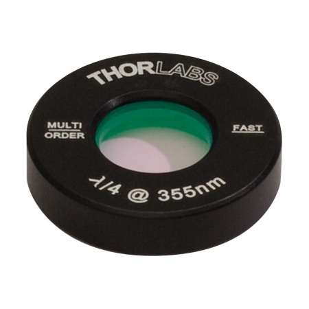 WPMQ05M-355 - Четвертьволновая фазовая пластинка множественного порядка, Ø1/2", оправа: Ø1", просветляющее покрытие: 355 нм, Thorlabs
