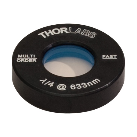 WPMQ05M-633 - Четвертьволновая фазовая пластинка множественного порядка, Ø1/2", оправа: Ø1", просветляющее покрытие: 633 нм, Thorlabs