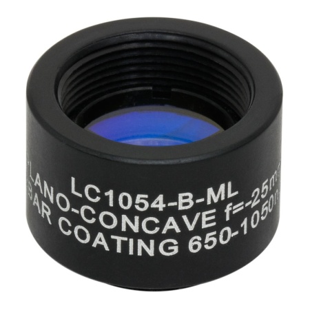 LC1054-B-ML - N-BK7 плоско-вогнутая линза в оправе, Ø1/2", фокусное расстояние -25.0 мм, просветляющее покрытие: 650-1050 нм, резьба на оправе SM05, Thorlabs