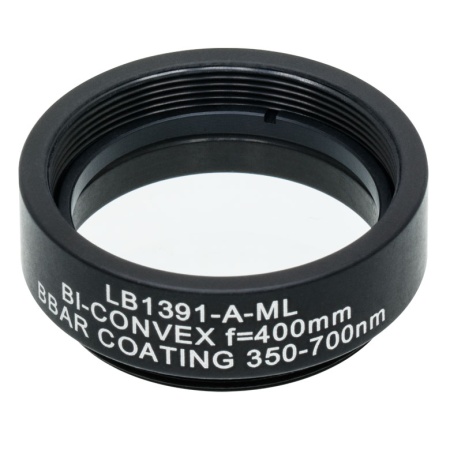 LB1391-A-ML - N-BK7 двояковыпуклая линза в оправе, Ø1", фокусное расстояние 400 мм, просветляющее покрытие: 350 - 700 нм, Thorlabs
