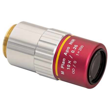 MY10X-823 - Планарный апохроматический объектив Mitutoyo, увеличение: 10X, числовая апертура: 0.26 NA, рабочее расстояние: 30.5 мм, рабочий диапазон: 480 - 1800 нм, Thorlabs