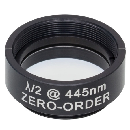 WPH10M-445 - Полуволновая пластинка нулевого порядка, Ø1", оправа с резьбой SM1, рабочая длина волны: 445 нм, Thorlabs