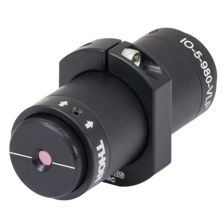 IO-5-980-VLP - Оптический изолятор, центральная длина волны: 980 нм, макс. диаметр пучка Ø4.7 мм, макс. мощность излучения: 1.7 Вт (сумма прямого и обратного направлений), Thorlabs