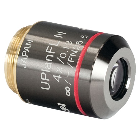 RMS4X-PF - Планарный флюоритовый объектив Olympus, увеличение: 4X, числовая апертура: 0.13 NA, рабочее расстояние: 17 мм, Thorlabs