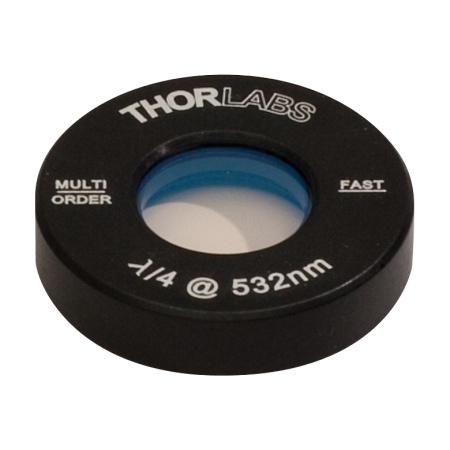 WPMQ05M-532 - Четвертьволновая фазовая пластинка множественного порядка, Ø1/2", оправа: Ø1", просветляющее покрытие: 532 нм, Thorlabs