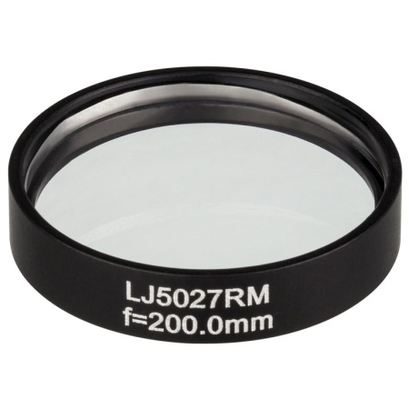 LJ5027RM - Плоско-выпуклая цилиндрическая линза, Ø1", в оправе, материал: CaF2, f = 200.0 мм, без покрытия, Thorlabs