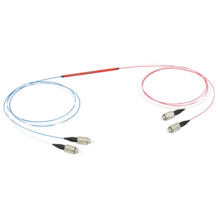 TM105R5F2A - Оптоволоконный разветвитель 2x2, многомодовые волокна, сердцевина: Ø105 мкм, высокое содержание OH, 0.22 NA, разделение сигнала: 50:50, FC/PC разъемы, Thorlabs