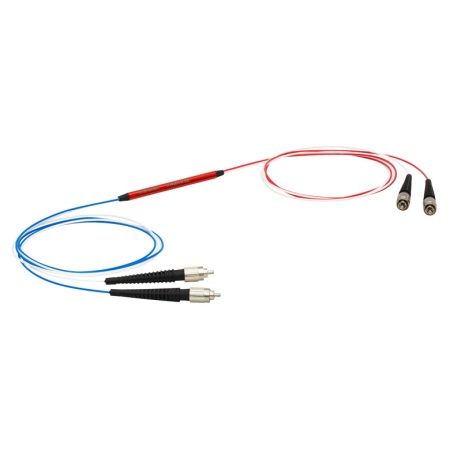 TH400R3F2B - Многомодовый волоконно-оптический разветвитель 2x2, низкий уровень OH, сердцевина: Ø400 мкм, числовая апертура 0,5, разделение 75:25, адаптер: FC / PC, Thorlabs