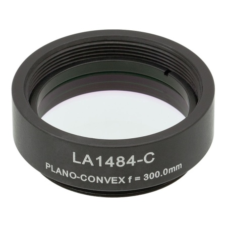 LA1484-C-ML - Плоско-выпуклая линза, Ø1", N-BK7, оправа с резьбой SM1, f = 300.0 мм, просветляющее покрытие: 1050-1620 нм, Thorlabs