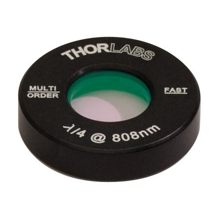 WPMQ05M-808 - Четвертьволновая фазовая пластинка множественного порядка, Ø1/2", оправа: Ø1", просветляющее покрытие: 808 нм, Thorlabs