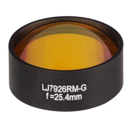 LJ7926RM-G - ZnSe плоско-выпуклая цилиндрическая круглая линза в оправе, фокусное расстояние 25.4 мм, Ø1", просветляющее покрытие: 7 - 12 мкм, Thorlabs