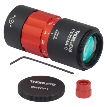 C40SMA-C - Оптоволоконный коллиматор для пучков большого диаметра, фокусное расстояние: 40 мм, разъем: SMA, просветляющее покрытие: 1050 - 1650 нм, Thorlabs