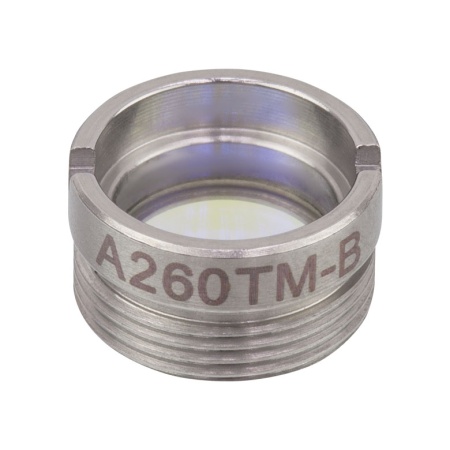 A260TM-B - Асферическая линза Rochester в оправе, f = 15.29 мм, NA = 0.16, просветляющее покрытие: 650-1050 нм, Thorlabs