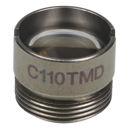 C110TMD - Асферическая линза в оправе, фокусное расстояние: 6.2 мм, числовая апертура: 0,4, рабочее расстояние: 1.6 мм, без покрытия, Thorlabs