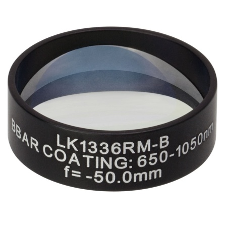 LK1336RM-B - N-BK7 плоско-вогнутая цилиндрическая круглая линза в оправе, фокусное расстояние: -50 мм, Ø1", просветляющее покрытие: 650 - 1050 нм, Thorlabs