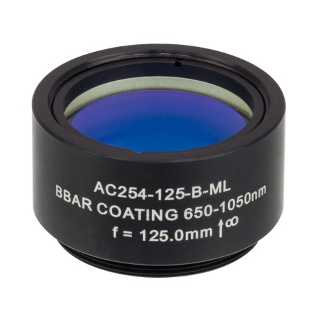 AC254-125-B-ML - Ахроматический дублет, f=125 мм, Ø1", резьба на оправе: SM1, просветляющее покрытие: 650-1050 нм, Thorlabs