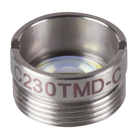 C230TMD-C - Асферическая линза Geltech в оправе, f = 4.51 мм, NA = 0.55, просветляющее покрытие: 1050-1700 нм, Thorlabs