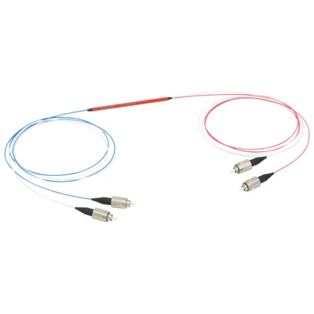 TM105R1F2A - Оптоволоконный разветвитель 2x2, многомодовые волокна, сердцевина: Ø105 мкм, высокое содержание OH, 0.22 NA, разделение сигнала: 99:1, FC/PC разъемы, Thorlabs