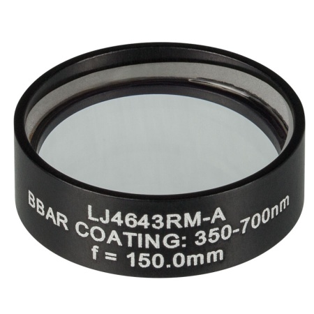 LJ4643RM-A - Плоско-выпуклая цилиндрическая круглая линза из кварцевого стекла, фокусное расстояние: 150 мм, Ø1", просветляющее покрытие: 350-700 нм, Thorlabs