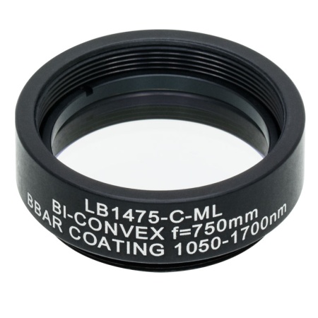 LB1475-C-ML - N-BK7 двояковыпуклая линза в оправе, Ø1", фокусное расстояние 750.0 мм, просветляющее покрытие: 1050 - 1700 нм, Thorlabs